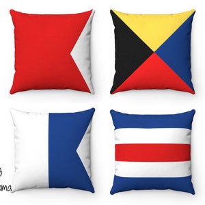 SALE 50 % off. Nautical signal Flag pillow. Pillow & cover. Coastal decor. Maritime alphabet decorative pillow. Holiday gift. Select styles.