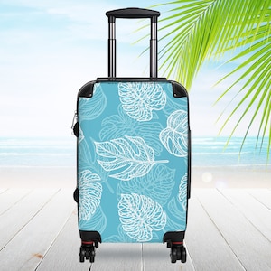 Palm tree Suitcase. Personalized custom luggage in 3 sizes. Monogram Travel bag. Hard shell Rolling Luggage. Vacation bag. Free Shipping*