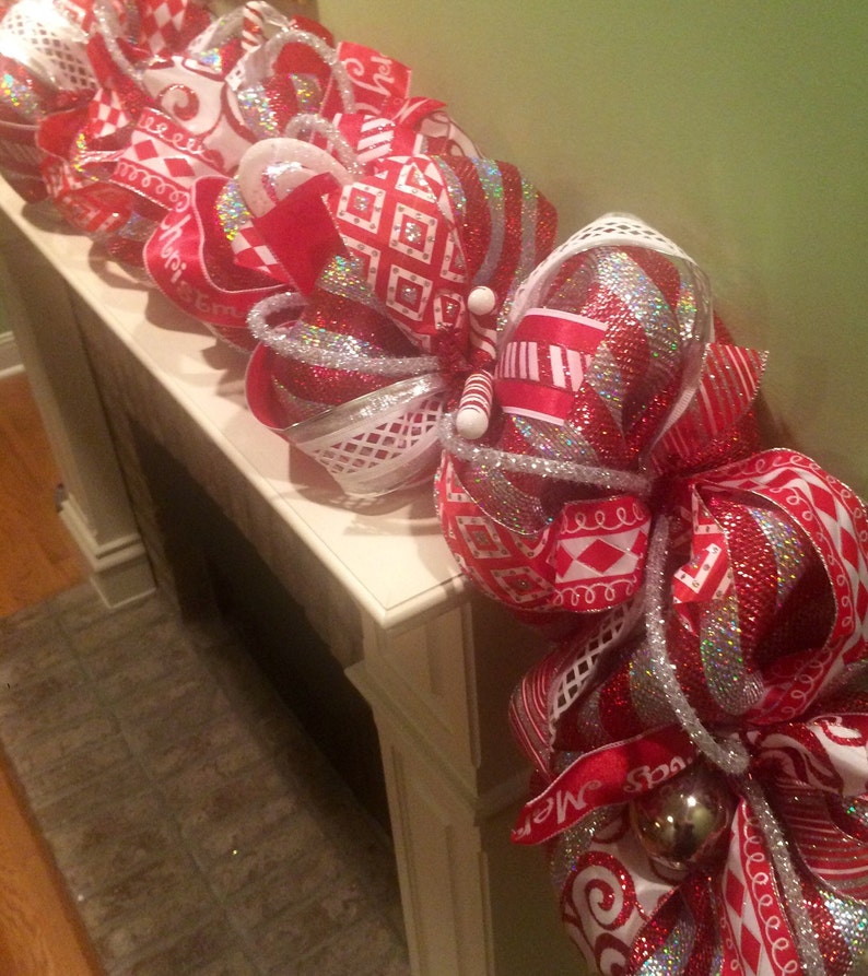 Whimsical Christmas Garland Red and White Garland Etsy