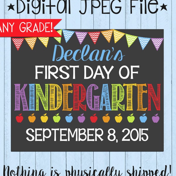 First Day of School Chalkboard Poster Printable | Pre-K | PreSchool | Photo Prop | 1st Day of School | Back to School | *DIGITAL FILE*