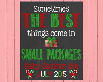 Christmas Pregnancy Announcement Chalkboard Poster Printable | Small Packages | Pregnancy Reveal | Christmas Announcement | *DIGITAL FILE*