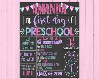 First Day of School Chalkboard Poster | First Day of Kindergarten | Back to School Sign | First Day of School Sign | *DIGITAL FILE*