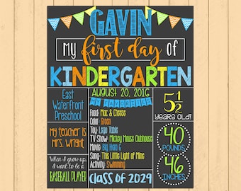 First Day of School Chalkboard Poster Printable | First Day of Kindergarten | Back to School Sign | First Day of School | *DIGITAL FILE*
