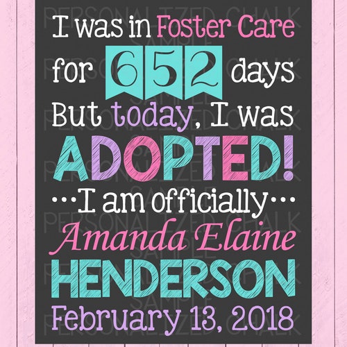 Adoption Announcement Sign Digital Chalkboard Adopted Girl Etsy