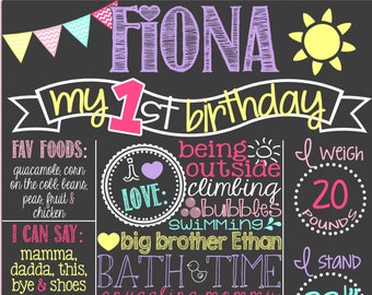 Sunshine First Birthday Chalkboard Poster | Girl Birthday Chalkboard | You Are My Sunshine | Summer Birthday Chalkboard | *DIGITAL FILE*