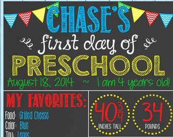 First Day of School Chalkboard Poster | First Day of Kindergarten | Back to School Sign | First Day of School Sign | *DIGITAL FILE*