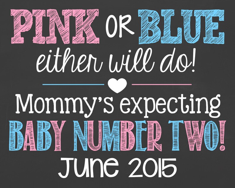 Pink or Blue Either Will Do Pregnancy Announcement Chalkboard - Etsy