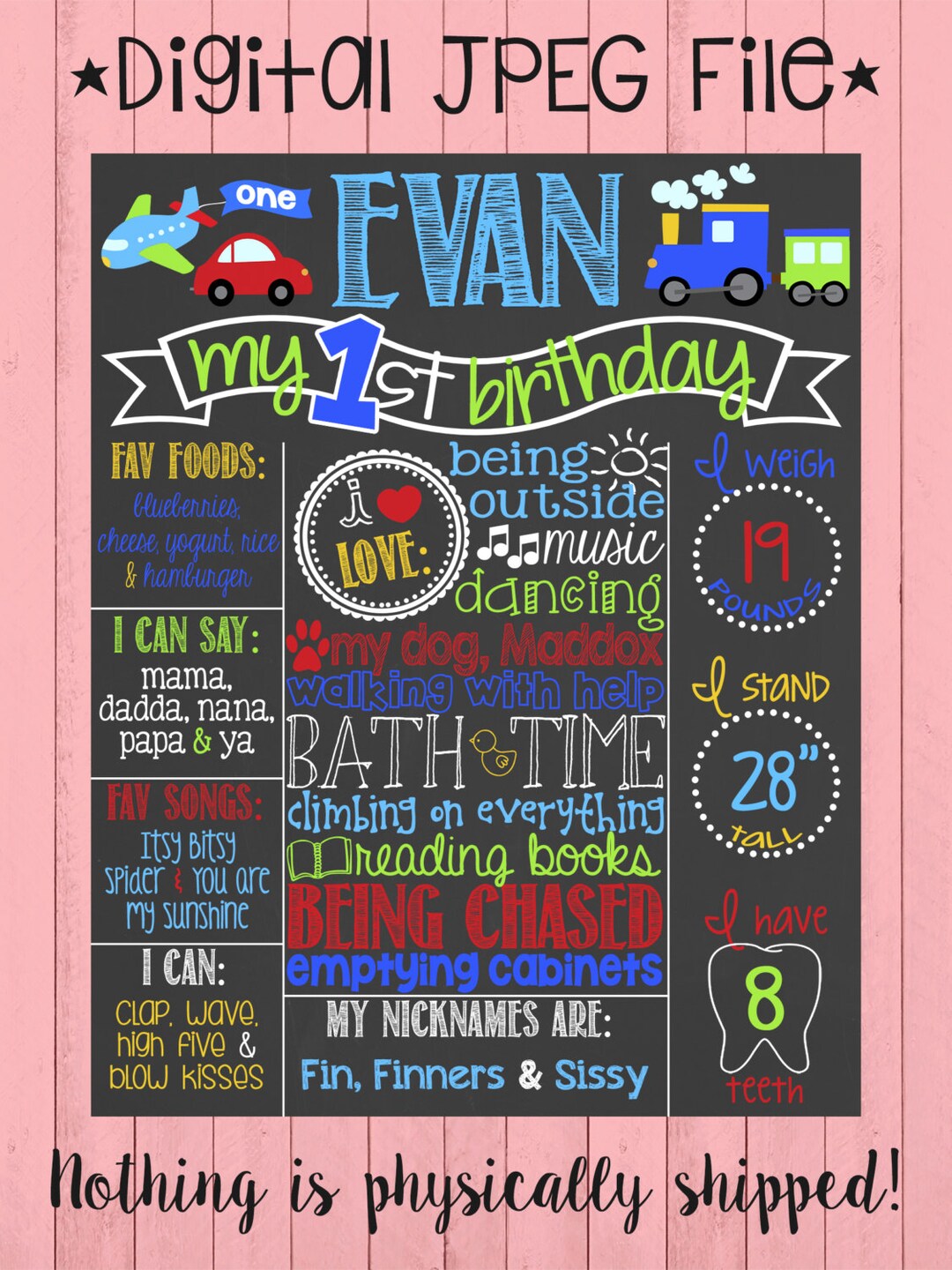 Transportation Birthday Chalkboard Boy Birthday Trains Etsy