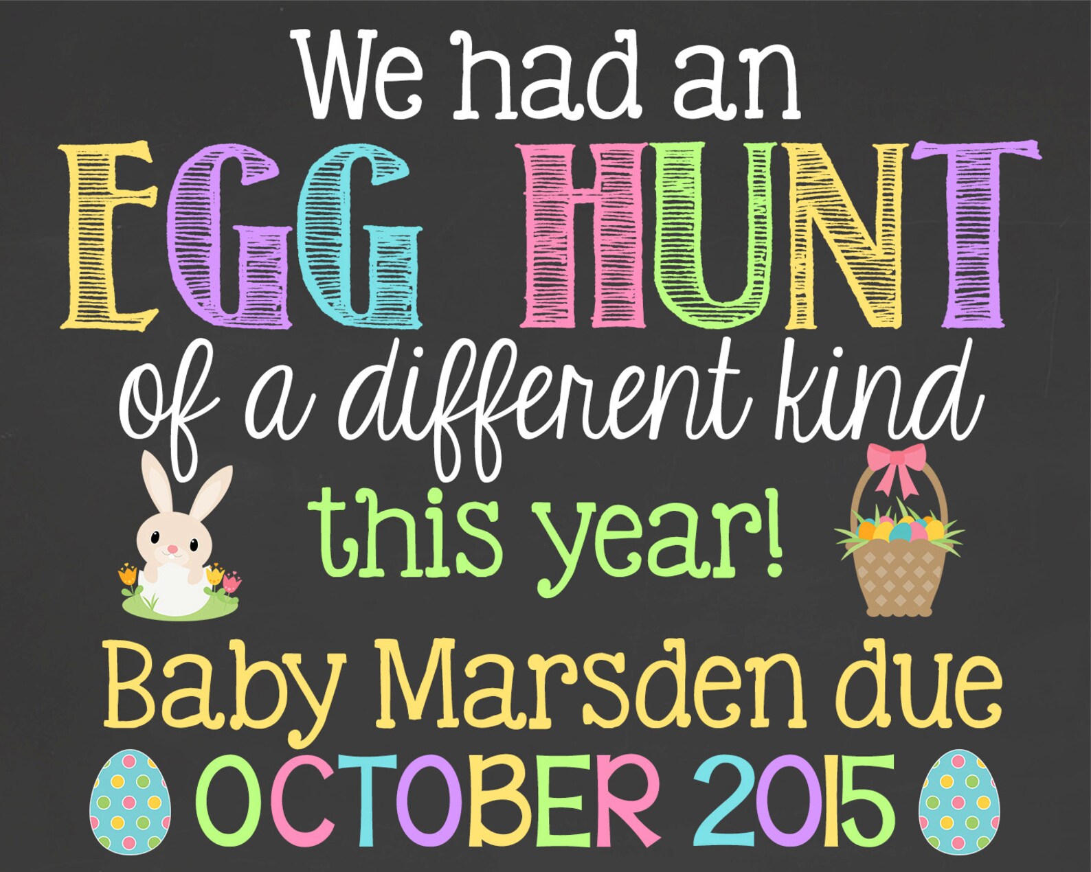 Easter Pregnancy Announcement Chalkboard Poster Easter Egg Etsy