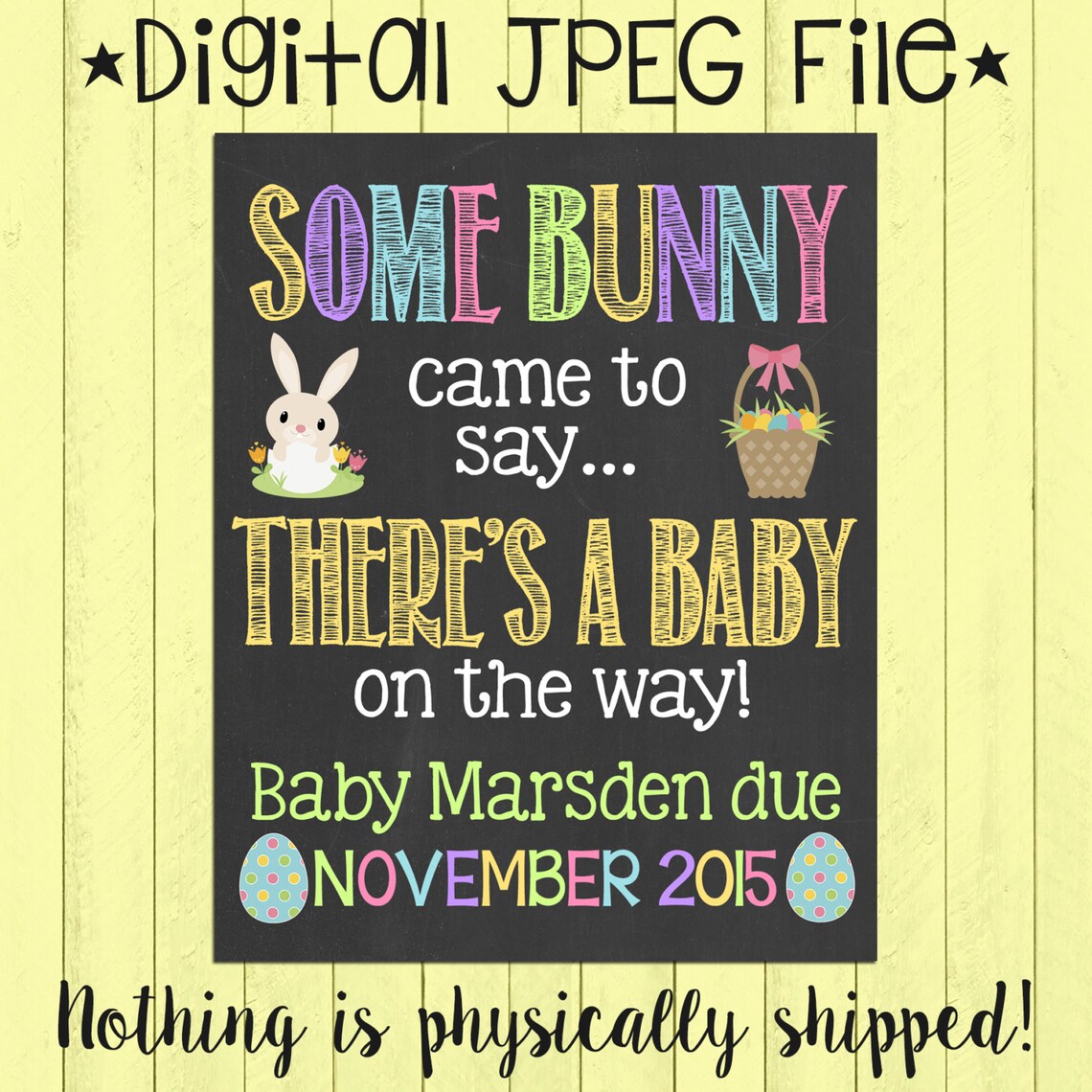Easter Pregnancy Announcement Chalkboard Poster Printable Etsy
