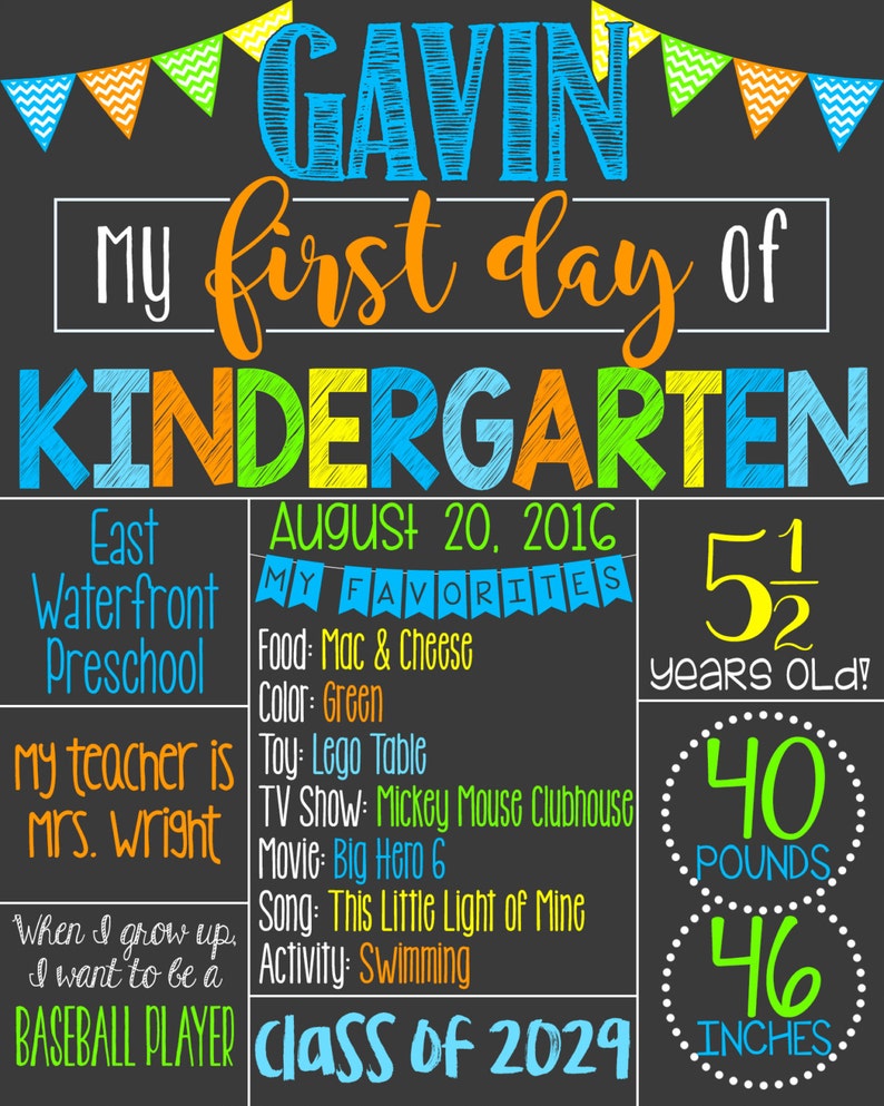 First Day of School Chalkboard Poster Printable First Day of Etsy