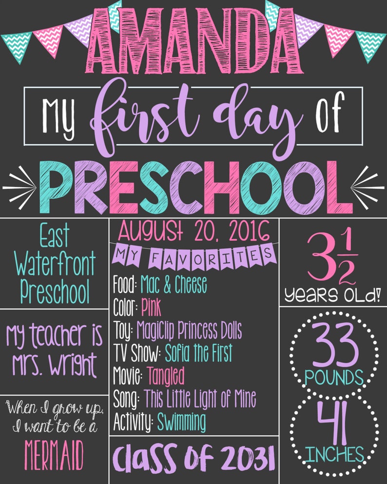 First Day Of School Chalkboard Poster First Day Of Etsy