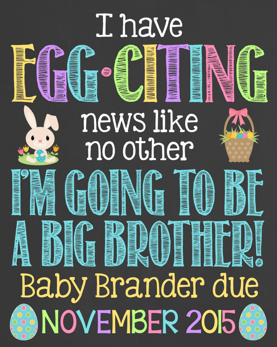 Easter Pregnancy Announcement Chalkboard Poster Some Bunny Etsy