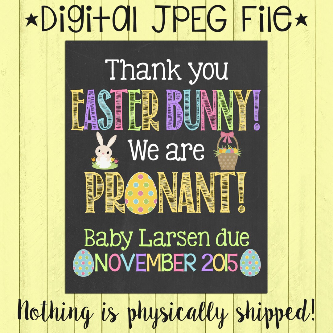 Easter Pregnancy Announcement Chalkboard Poster Printable Easter