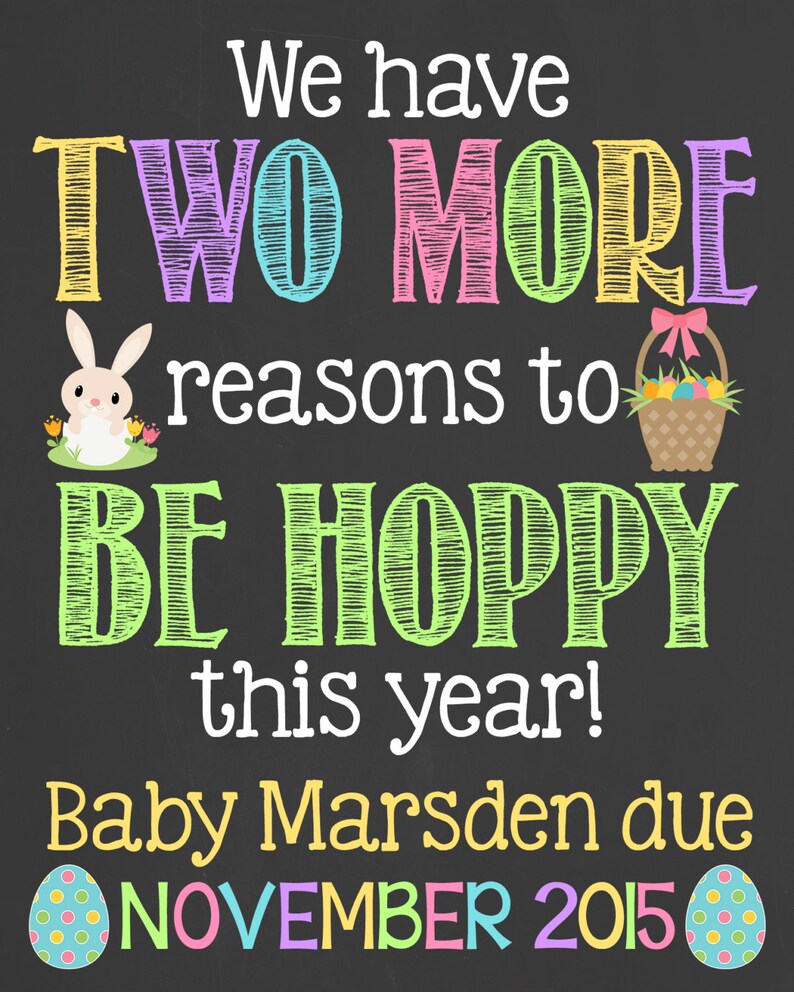 Twins Easter Pregnancy Announcement Chalkboard Poster Hoppy Etsy