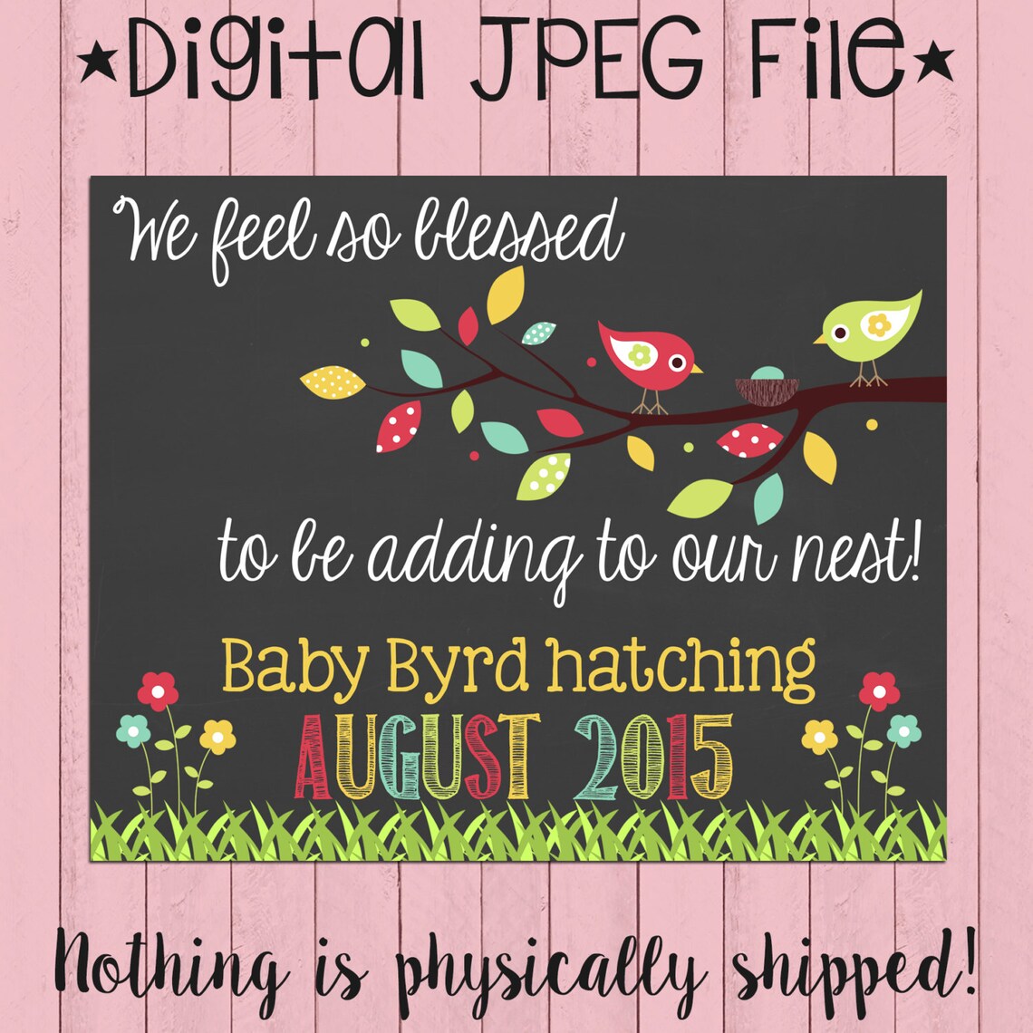 Spring Pregnancy Announcement Chalkboard Poster Adding to | Etsy