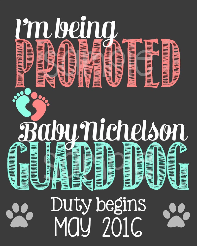 Guard Dog Pregnancy Announcement Chalkboard Poster Dog on Etsy