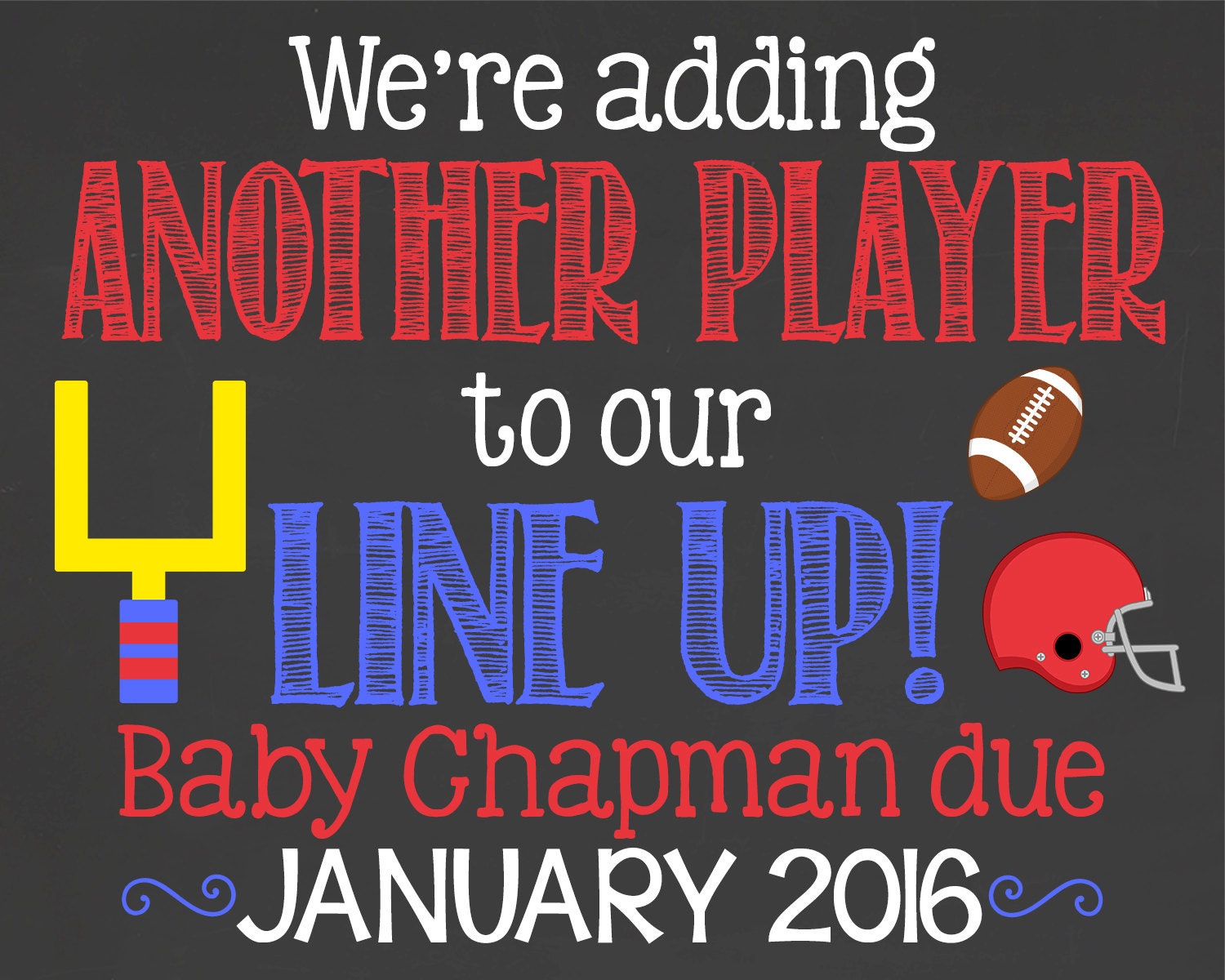 Sports Theme Pregnancy Announcement Chalkboard Adding Etsy