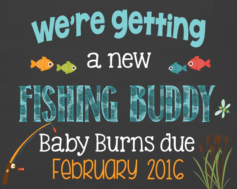 Fishing Buddy Pregnancy Announcement Chalkboard We're Etsy