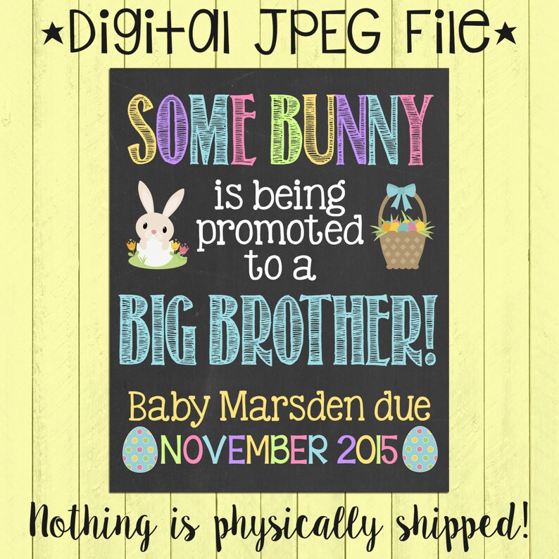 Easter Pregnancy Announcement Chalkboard Poster Some Bunny Etsy