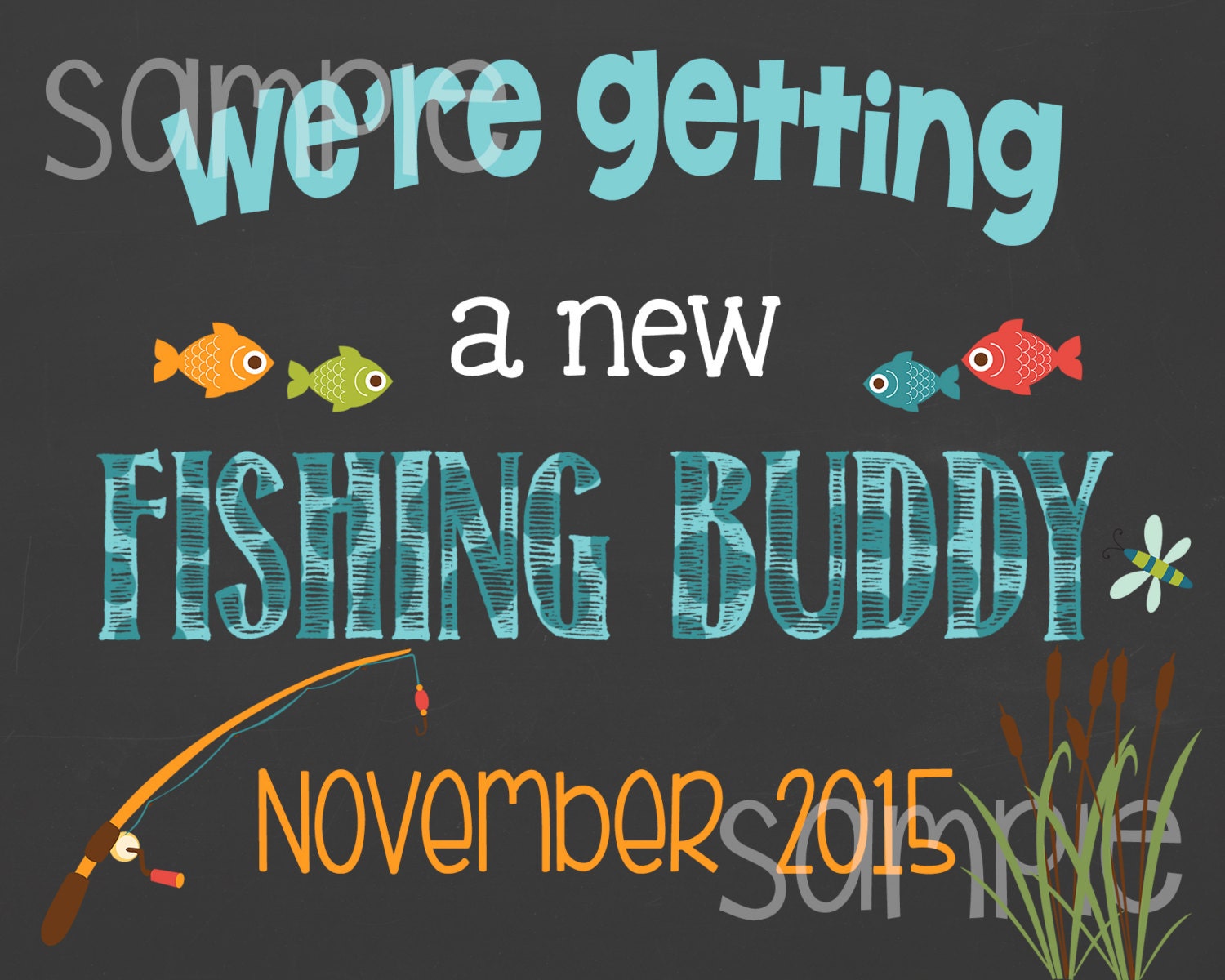 Fishing Buddy Pregnancy Announcement Chalkboard We're - Etsy