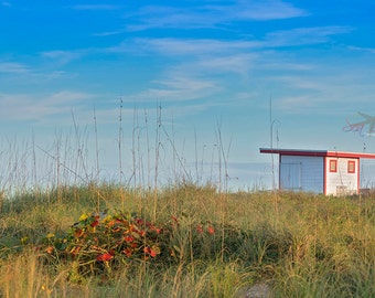 Beach Photography, Fine Art Photography, Lifeguard Shack, Cocoa Beach Modern Wall Decor, Coastal Tower, By the Sea, Ocean Dunes