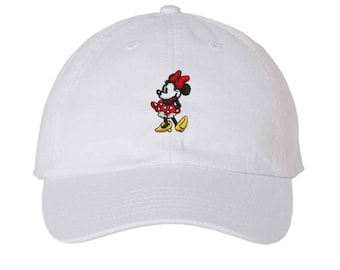 Retro Minnie Mouse Embroidered Hat, Minnie Bow, Magic Kingdom, Disney Mom Hat, Girls Trip Adult Kids size Hats