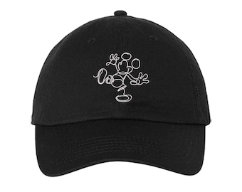 Mickey Line Art Hat, Adult Kids Sizes, Mickey Embroidered Hat, Mickey Hat, Magic Kingdom, Disney Trip Hat, Disney Vacation Hat