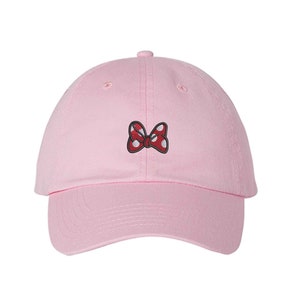 Minnie Mouse Bow embroidered Hat Polka Dot Mouse Bow Magic Kingdom, Disney Trip cap, Adult Kids sizes adjustable Dad Cap