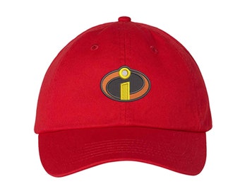 Incredibles logo embroidered Hat Mr Incredible Family Magic Kingdom, Disney Trip Hat, Disney Vacation Hat Adult Kids sizes