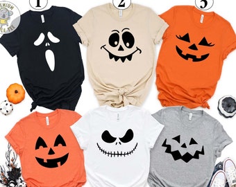 Halloween Pumpkin Face Shirt, Jack-o-lantern Shirts, Funny Pumpkin Face Shirts, Halloween Costume