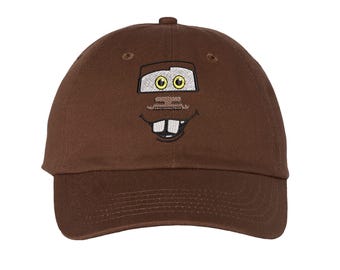 Cars Tow Mater Face Embroidered Hat Lightning McQueen Disneyland WDW Magic Kingdom Radiator Springs Cap Adult Kids sizes