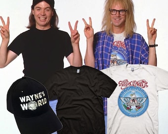 waynes world garth aerosmith t shirt with waynes hat complete halloween costume set youth adult sizes s 3xl party on