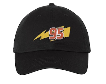 Cars Lightning McQueen 95 thunderbolt logo Embroidered Hat Disneyland WDW Magic Kingdom Radiator Springs Cap Adult Kids sizes