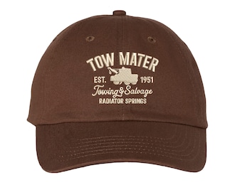 Cars Tow Mater Towing and Salvage Hat, Disney Cars Mater Hat, Disneyland WDW Magic Kingdom Radiator Springs Cap Adult Kids sizes