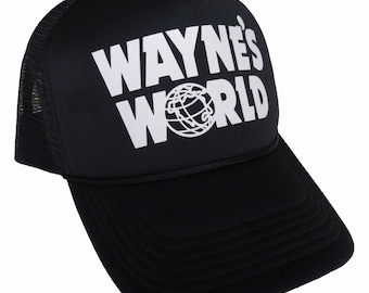 Wayne's World Embroidered Flatbill Trucker Cap - 5 Panel Mesh Back Snapback Hat - View #12