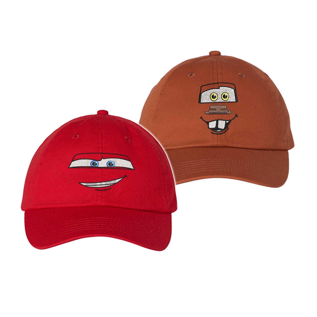 Cars Lightning Mcqueen Tow Mater Face Embroidered Hat Disneyland Radiator  Springs Mater Cosplay Halloween Costume Cap Adult Kids Sizes