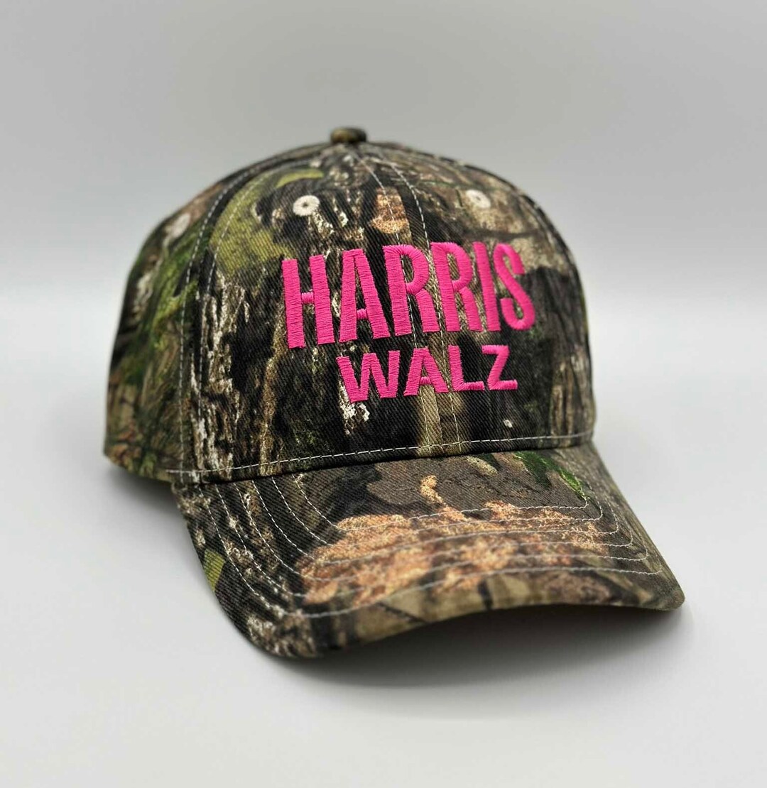 Harris Walz 2024 Election Camo Hat - Adjustable Embroidered Campaign Baseball Cap
