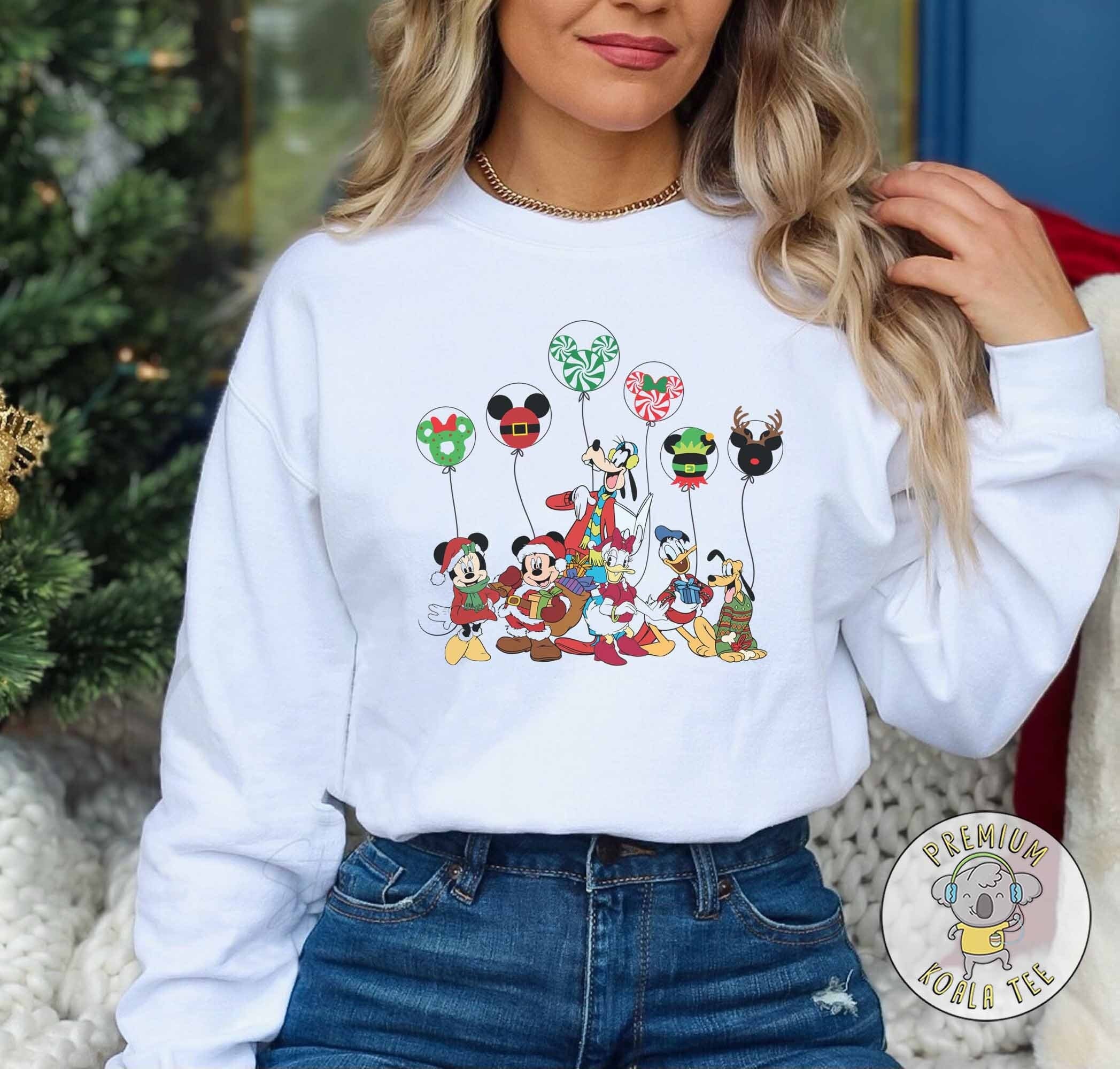 Discover Mickey Friends Balloons Christmas Sweatshirt, Disney Christmas Sweatshirt