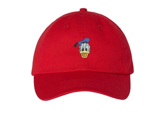 Donald Duck Hat, Adult Kids Sizes, Retro Donald Embroidered Hat