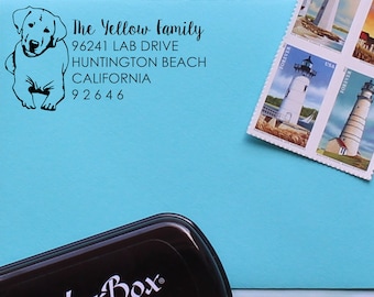 Labrador Address Stamp, Dog Address Stamp, Labrador Dog Stamp, Yellow Lab Dog Stamp, Black Lab Dog Stamp, Self Inking Address Stamp, 0051