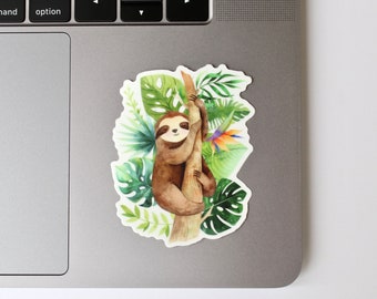 Sloth Sticker, Jungle Sticker, Cute Sloth Sticker, Watercolor Sloth Sticker, Laptop Sticker, Water Bottle Sticker, Sticker for Water Bottle