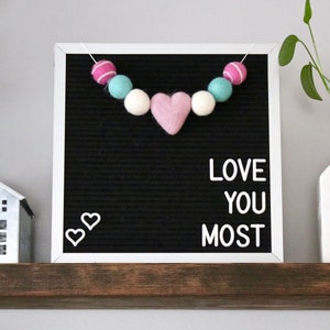 Carta de corazón Tablero Garland, Accesorios de la Junta de Cartas de San Valentín, Pizarra de San Valentín Garland, Garland para letter board