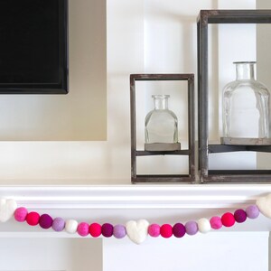 Valentine&#39;s Day Garland, Felt Ball Garland, Valentine&#39;s Day Felt Ball Garland, Pom Garland, Valentine Garland, Felt Garland, Pink Garland
