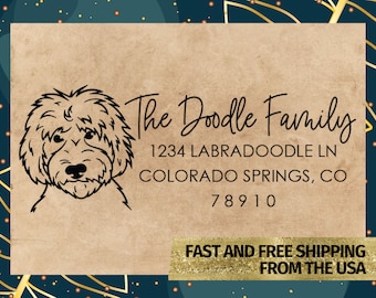 Labradoodle Address Stamp, Goldendoodle Custom Stamp, Labradoodle Stamp, Self Inking Address Stamp, Family Address Stamp, Dog Stamp