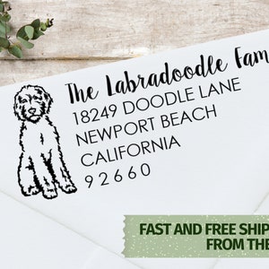 Labradoodle Address Stamp, Dog Address Stamp, Doodle Address Stamp, Self Inking Address Stamp, Family Address Stamp, Labradoodle Stamp 0064