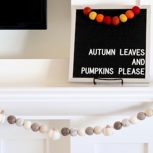 Neutral Fall Garland, Halloween Garland for Mantel, Fall Felt Garland, Pumpkin Garland, Autumn Felt Garland, Thanksgiving Garland