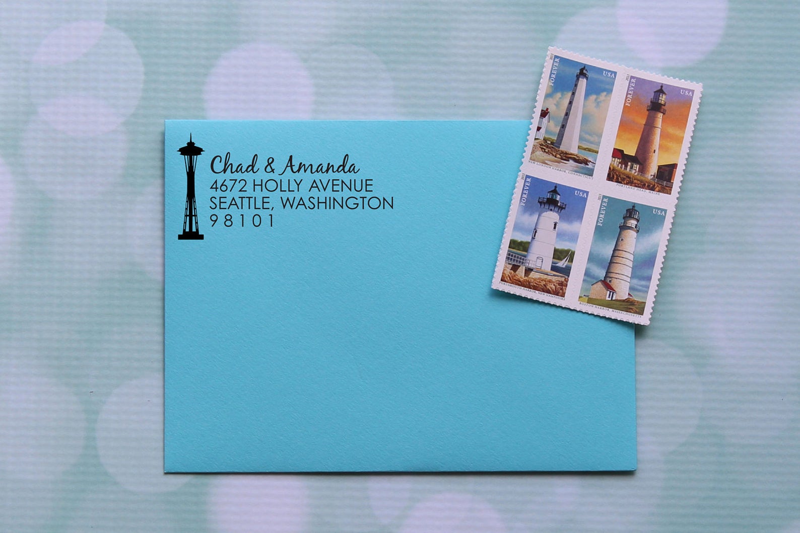 Seattle Address Stamp Space Needle Stamp Space Needle Etsy