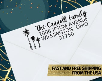 Palm Trees Address Stamp, Beach Address Stamp, Holiday Card Stamp, Beachy Address Stamp, Self Inking Address Stamp, Family Address Stamp