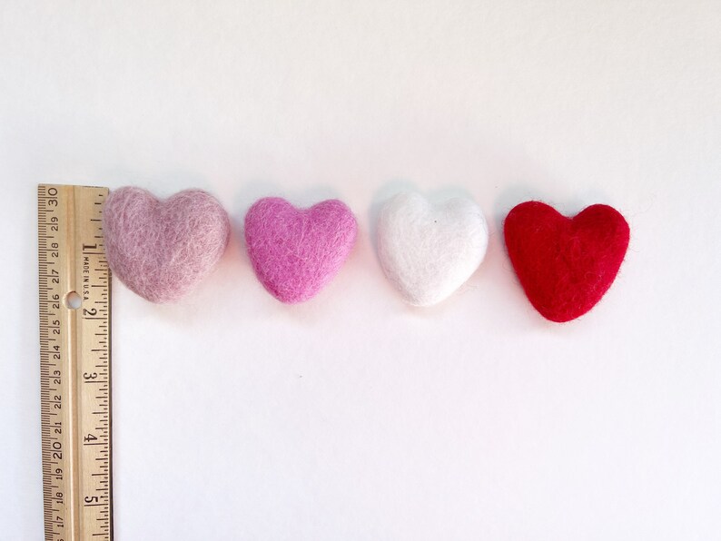 Felt Hearts, Valentines Day Felted Hearts, 4cm Felt Hearts for Garland image 5